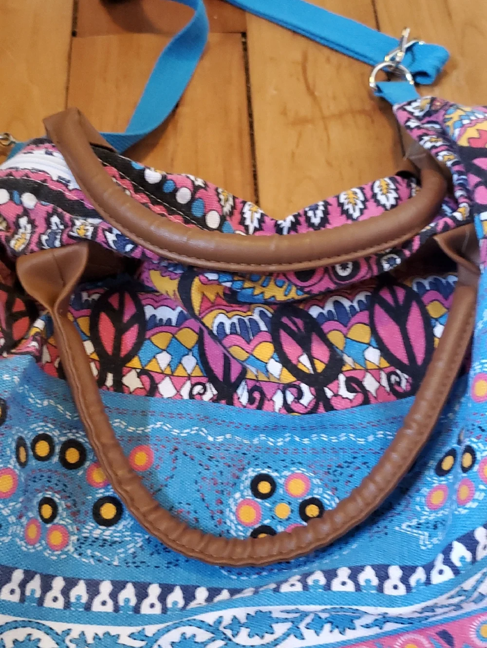 Blue Patterned Boho Shoulder Bag - Unbranded